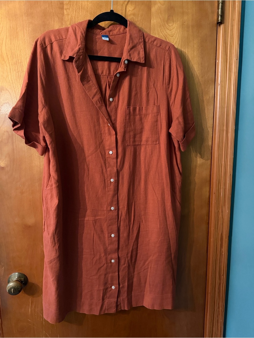 Old Navy Rust Button-Up Shirt Dress